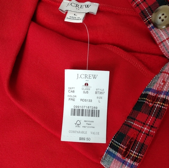 NWT J. Crew Holiday Pullover Long Sleeve Cowlneck Sweater Size L - Picture 11 of 14